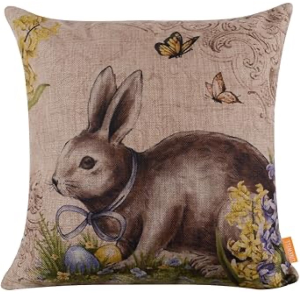 Set of 2 Unique Spring Easter Bunny Pillow Covers by Linkwell Zipper Close +Gift
